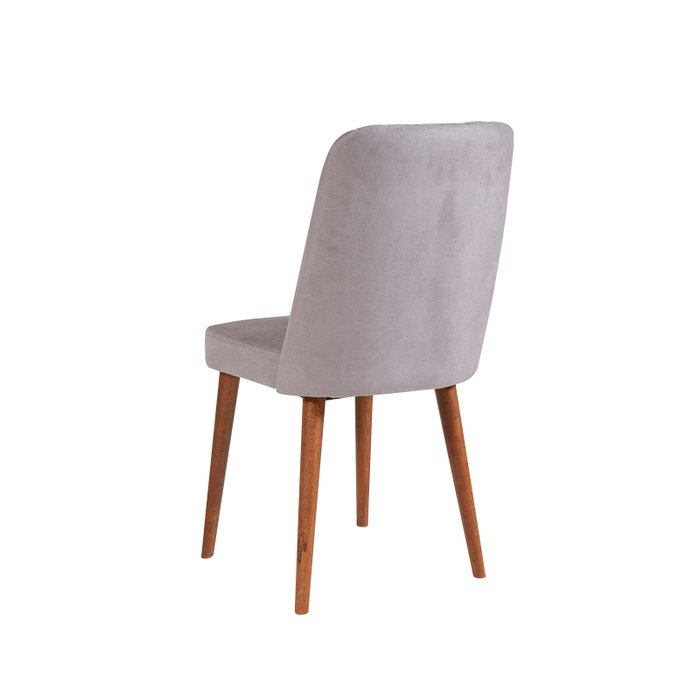 Hanah Home Vina Walnut Soho Grey Juego de Mesa y Sillas Extensible, Tablero Melamina, Terciopelo, Patas Carpe